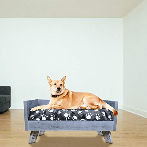 Iconic Pet Sassy Paws Raised Wooden Pet Bed With Removable Cushion For Dogs & Cats In Varying Sizes & Colors #TOP5