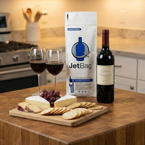 JetBag Bold - The Original ABSORBENT Wine Bottle Travel Protector Bags - Resusable Bottle Bags (6 Pack) MADE IN THE USA