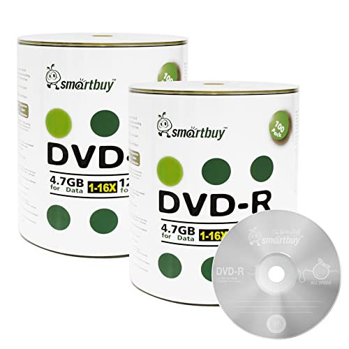 Smart Buy 200 Pack Dvd-R 4.7Gb 16X Logo Blank Data Video Movie Recordable Disc, 200 Disc 200Pk #TOP2