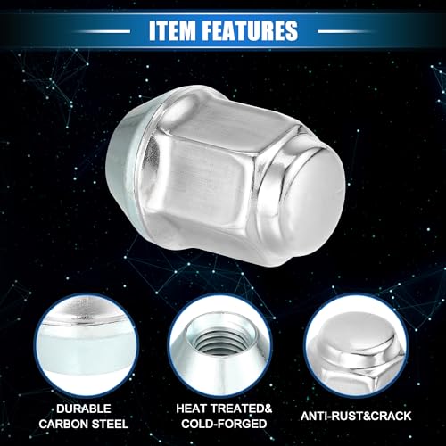 Image of 20 Pcs Wheel Lug Nuts Compatible for Ford Focus for Dodge Grand Caravan, Durable M12 x 1.5 Carbon Steel Silver Tone Tire Lugnuts