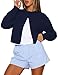 Kistore Womens Cropped Cardigan Button Down Long Sleeve Knit Sweater for Dresses Lightweight Y2k Fall Sweater Navy Blue Medium
