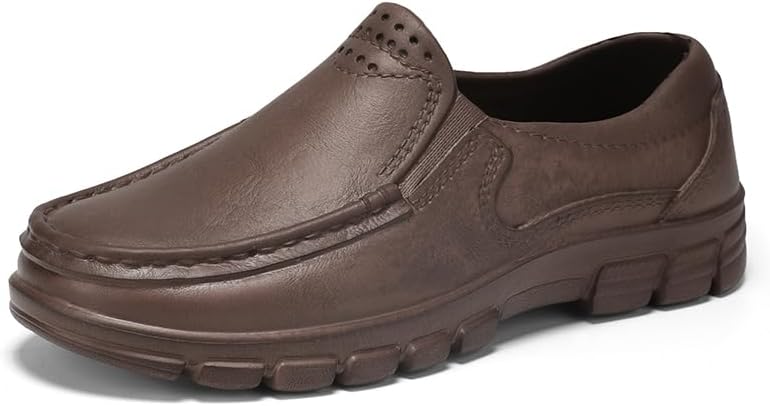 Men’s Slip-On Loafers,Chef Work Shoes Comfortable, Lightweight, Slip Resistant Waterproof EVA Nursing Garden Shoes