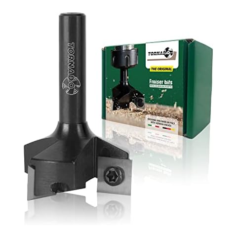 TORNADO Fraiser Planfräser 8mm schaft für Holz Durchmesser 35 mm mit 3 austauschbaren Hartmetallmessern beschichtet 10,5 x 10,5 mm fräser für oberfräse (D=35 I=10.5 S=8) Cover