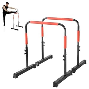 Dip Bar, Station réglable Dip Stand pour la Musculation du Corps Entier, avec connecteur de sécurité, réglable en Hauteur, Gamme de 31,5 « – 40 »