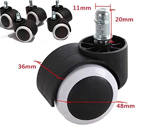 Image of K25 Nylon Heavy-Duty Caster Wheels Set of 5 Multi-Purpose Pin Type Revolving Castor Tyres for Home Office & Gaming Chair (Black and White)