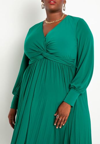 ELOQUII Women's Plus Size Knot Front Pleated Skirt Dress4