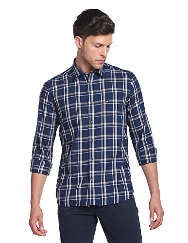 Image of Arrow Men's Cotton Checkered Slim Fit Shirt