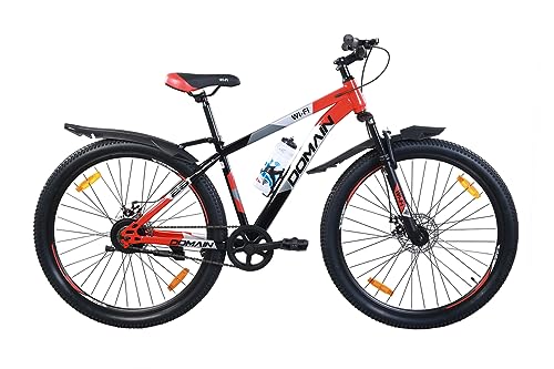 Image of Wifi Domain 29 Inches Single Speed Bicycle for Men Woman and Adults, with Dual Disc, 17 Inch Steel Frame, Hartex 2.40 Tyres, (Red Black)