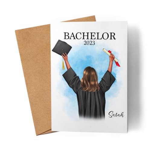 Kiddle-Design Bachelor Karte Personalisiert Frau Abschluss Bachelor Geschenk Bestandene Prüfung Studienabschluss Absolvent Glückwunschkarte Graduation Deko Examen Cover