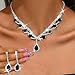 Unicra Rhinestone Bridal Wedding Jewelry Set Black Necklace Earrings Sets Formal Prom Costume Jewelry Sets for Women and Brides (Black)