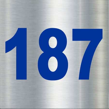 Number Plate 187 Room, Hotel, Hospital, Lodge,Apartment, Flat,Door No,College, Library, Rack Numbers Warehouse, Steel Brushed Type Color Steel Plate with PVC Waterproof Blue Sticker