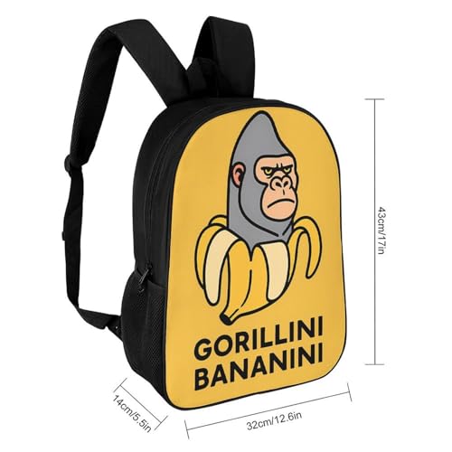 Gorillini-bananini Merch 17 Inch Shoulder Backpack Italian-Brainrot Meme Water Resistant Lightweight Daypack2