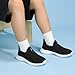 STQ Boys Sneakers Kids Slip on Shoes Running Walking Tennis Athletic Sports Barefoot Cushion Fitness Training Fashion Minimalist Children Youth School Teen Non Slip Black White Size 5 Big Kid