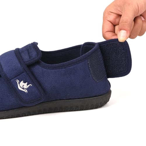 Image of Men's 80-D Memory Foam Adjustable Wide Diabetic Slippers for Swollen Feet, Edema, Arthritis, Elderly Indoor /Outdoor