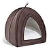 BEDSURE Niche Chat Marron 35x35x38cm - Panier Chat 2 en 1 avec Dômes, Coussin Amovible pour Chat ou Petit Chien, Tente/Lit/Maison Pliable pour Animaux de Compagnie