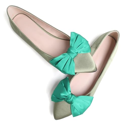 Hee grand Sweet Bow-Knot Pointed Toe Ballet Flats for Women Comfort Slip-On Loafers Dressy Work Flats Suede Dress Shoes3