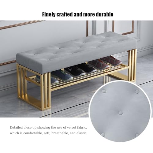 Banc de rangement à chaussures raffiné et assise rembourrée chic - 4