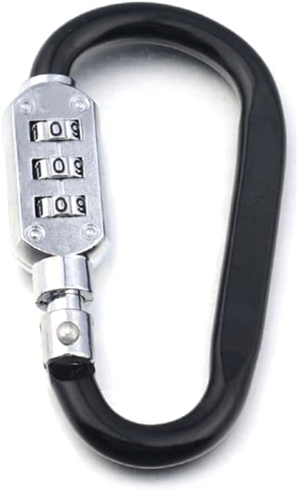 1Pc Black Small 3-Digit Combination Locking Carabiner Clip Hook - Password Resettable Keyless Padlock Key Chain Buckle for Backpack Outdoor Travel Combination Padlocks