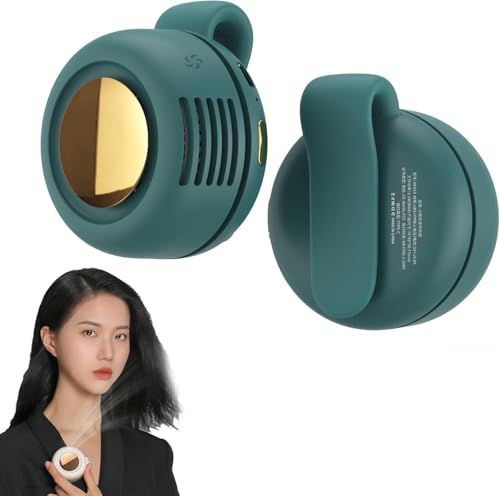 YuuFcy Small Clip Fan,Portable Silent Mini Bladeless Fan Clip On,Tragbarer Clip Ventilator,3 Geschwindigkeiten Mini handventilator,USB Wiederaufladbar Taillenclip-Ventilator,Für Outdoor Büro (Grün)