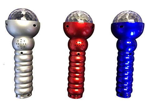Mindscope Set of 3 LED Light Up Wands Globes (Silver Red & Blue) Includes Gift Box with Fireworks Sounds