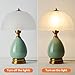 Flashine Ceramic Table lamp, Modern Bedside Lamps Green Mid Century Vintage Desk Lamp Retro Glass Mushroom Traditional Lamp for Nightstand Living Room Bedroom Home Decor (S04GN-1PACK)