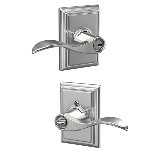 Image of SCHLAGE Accent Lever with Addison Trim Keyed Entry Lock in Bright Chrome - F51A ACC 625 ADD