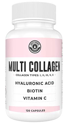 Collagen Capsules with Biotin, Hyaluronic Acid, Vitamin C | Hydrolyzed Multi Collagen Peptide