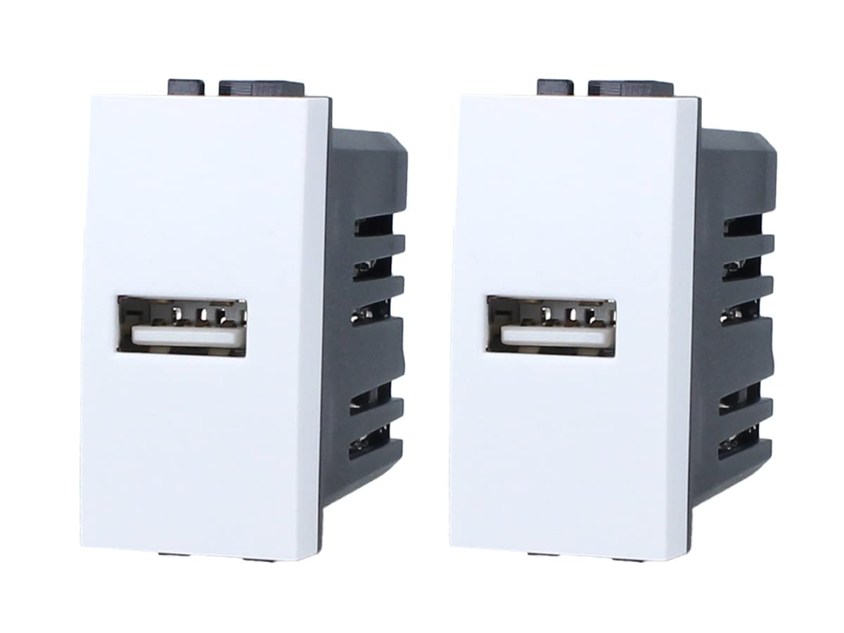 Elektronova Presa USB Doppia 5V 2.1A Per Vimar Plana - Kit Da 4 Pezzi, Distribuzione Dinamica Di Corrente, Protezione Anti-Inversione