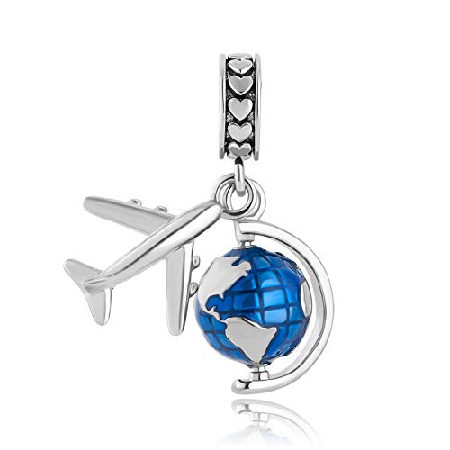 Charm Beads Pendants Fit for Pandora Bracelets Necklace Spinning Globe Airplane Travel Enamel Dangel2