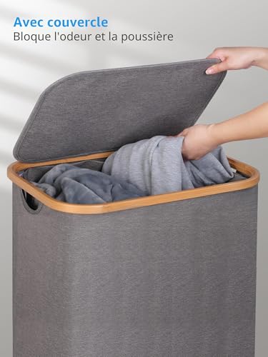 Panier à linge avec sac amovible, grand coffre à linge sur roues 100L efluky