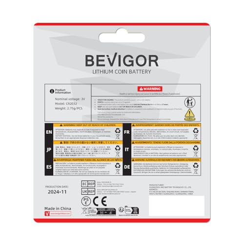 BEVIGOR CR2032 Batteries 12 Pack, Lithium 3V Coin Battery Compatible with Apple AirTag, Suitable for Key Fobs, Scales, Smart Sensors, Candles and More, Child Safety