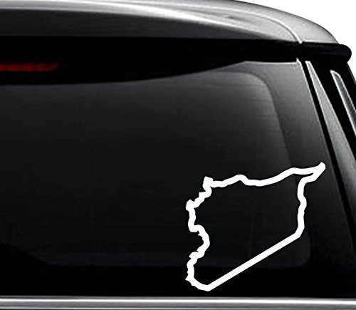 Syria Country Map Decal Sticker For Use On Laptop, Helmet, Car, Truck, Motorcycle, Windows, Bumper, Wall, and Decor Size- [20 inch] / [50 cm] Wide / Color- Gloss White