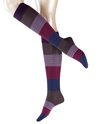 Falke Women's Stripes Knee-High Casual Sock, Purple (Prune 6986), US 5-7.5 (EU 35-38 ? UK 2.5-5)