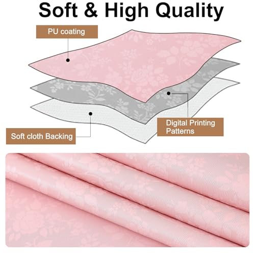 Image of Smiry Round Table Cloth, Waterproof Heavy Duty Vinyl Tablecloths, Wipeable Washable Table Cover for for Dining and Kitchen (Pink, 70 inch Round)