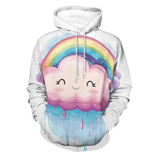 Sweat à capuche pluie arc-en-ciel pour homme et femme taille S