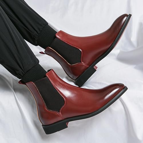 ADMLZQQ Men's Chelsea Boots Leather Lightweight Casual Chukka Ankle Boots Classic Elastic Dress Boots for Men4