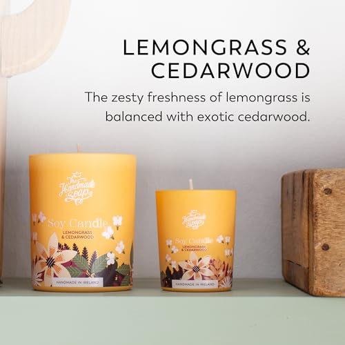 The Handmade Soap Co Conjunto de velas mpany para presente, velas de cera de soja natural, capim-lim