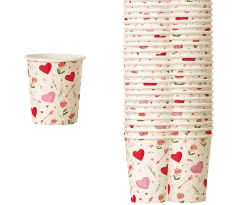 Biovira - Vasos de café de 80 ml, 100 unidades de papel biodegradable, resistentes y antipérdidas, perfectos para espresso, bar, oficina y kit de café - Edición San Valentín
