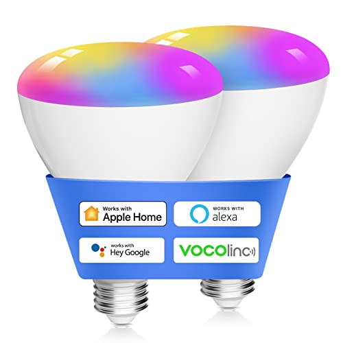 VOCOlinc Smart Light Bulbs, BR30 Flood WiFi LED Bulb, RGBW Color Changing Light Bulb Works with Alexa, Apple Homekit and Google Home, 2200K-7000K Dimmable, 800 Lumens 9.5W (60W Equivalent) E26, 2PACK VOCOlinc Smart Light Bulbs, BR30 Flood WiFi LED Bulb, RGBW Color Changing Light Bulb Works with Alexa, Apple Homekit and Google Home, 2200K-7000K Dimmable, 800 Lumens 9.5W (60W Equivalent) E26, 2PACK