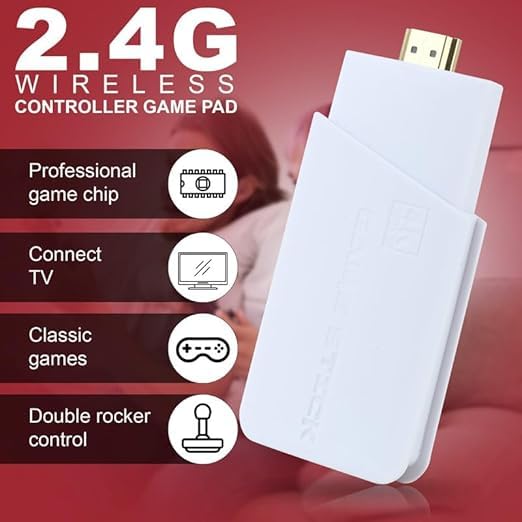DXP Mi18 64GB Game Stick Lite | 4K Retro TV Game Console | Dual Wireless Controllers | 10,000+ Classic Games | Plug & Play Entertainment System 4