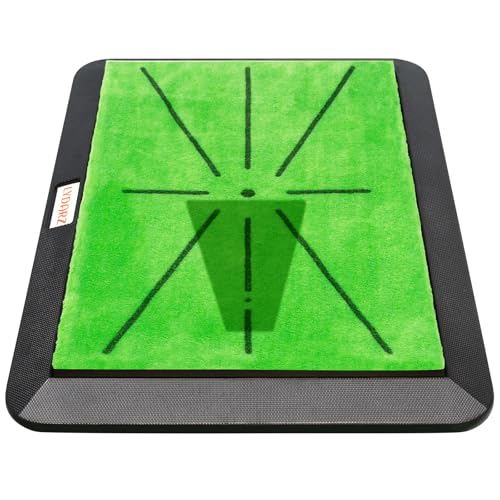 LYDARZ Portable & Foldable Golf Practice Mat Dual-Turf Golf Hitting Mat for Indoor & Outdoor Swing and Chipping Fairway & Rough Turf Golf Training Mat for Backyard and Home (Heavy Duty Suede Mat)