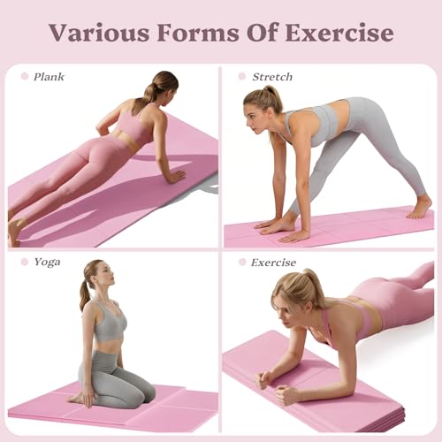 Foldable Yoga Mat Non Slip, Pilates Fitness Mats - 72" x 24" x 0.16" Extra Width ＆ Thick, Anti-Tear Exercise Mat with Carrying Strap and Bag, Workout Mats for Stretching,Yoga Studio,Gym or Home Workouts by Vkotniku - Image 2