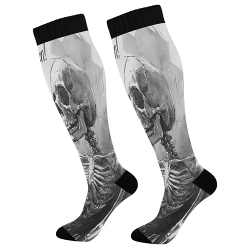 STAYTOP Happy Halloween Skull Compression Socks for Women & Men Circulation(1 pairs)-Graduated Supports Socks for Running, Sports