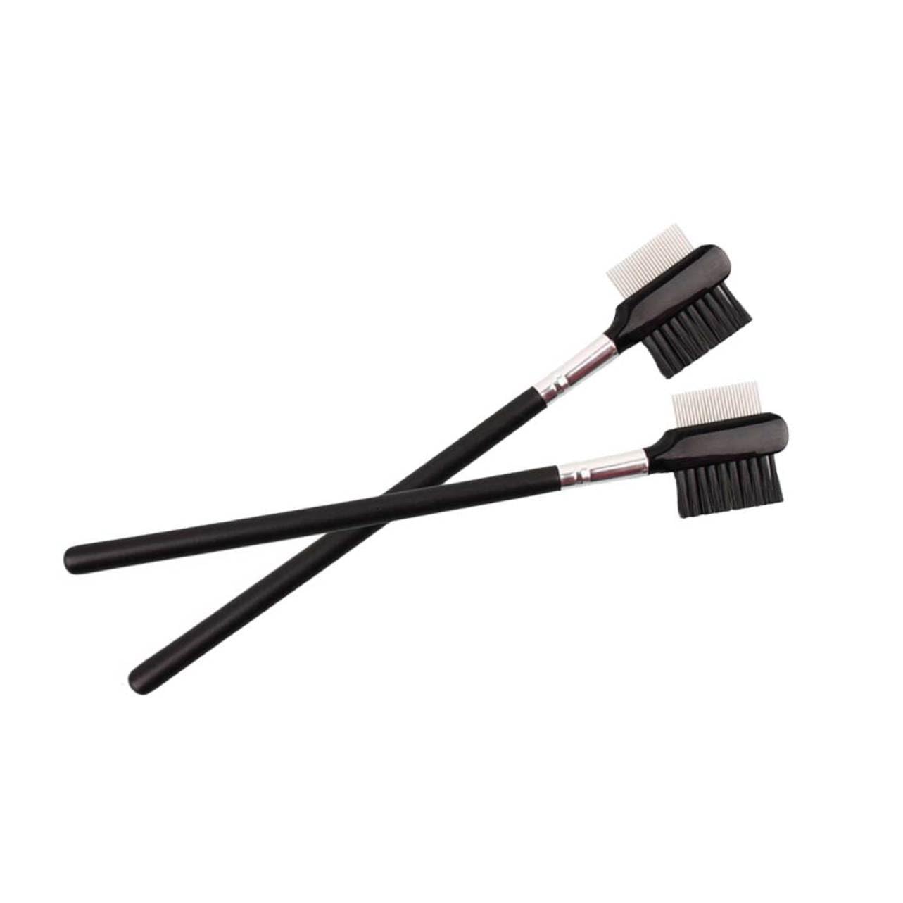 Beatifufu 2pcs Eyebrow Combs Eyelash Brush Set Wooden Handle Fine Pin Makeup Tool for Women