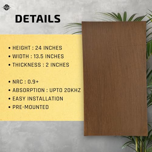 Image of Acoustic Rockwool Sound Absorption Panels 24 inch x 12 inch x 2 inch (Set of 2) | NRC 0.9 Noise Reduction Wall Panels | Rock Wool for Soundproofing Studio, Home & Office (Brown)
