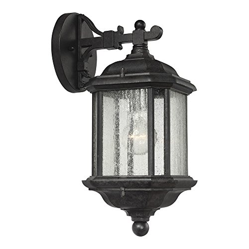 Sea Gull Lighting 84030-746 Kent One-Light Outdoor Wall Lantern with Clear Seeded Glass Panels, Oxford Bronze Finish