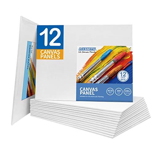 FIXSMITH Canvas Boards for Painting 8x10 Inch, Super Value 12 Pack White…