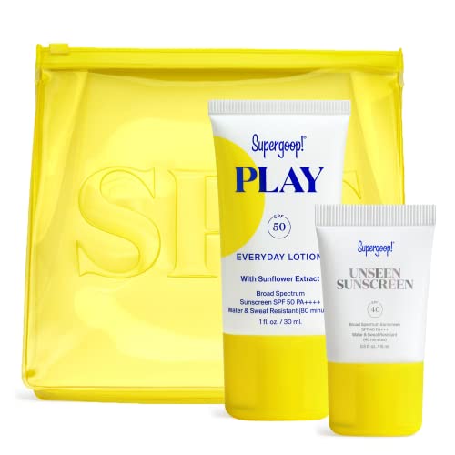 Supergoop! PLAY Everyday & Unseen Kit - PLAY Everyday SPF 50 Lotion (1.0 fl oz) & SPF 40 Unseen Sunscreen (0.5 fl oz) - Makes a Great Gift