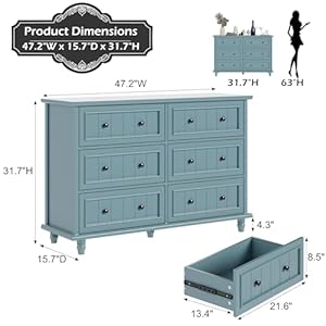 Scurrty6drawerdresserantiquechestofdrawerslargecabinetwithstoragebigdresserforclothesinlivingroombedroomblue Urban Country Home Decor Scurrty 6 drawer dresser antique chest of drawers large cabinet with storage big dresser for clothes in living room bedroom blue urban country home decor