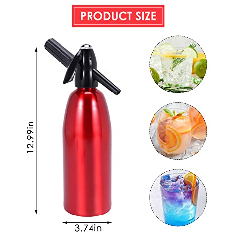 Soda Siphon,1L kohlensäurehaltiges Wasser Maschine,Seltzer Wasser Maker,Tragbare Aluminium Sparkling Water Maker zur Herstellung von hausgemachten Säften, Mojitos, Cocktails, Getränken in Hausbars